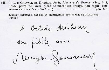 Envoi de Gourmont &agrave; Mirbeau.